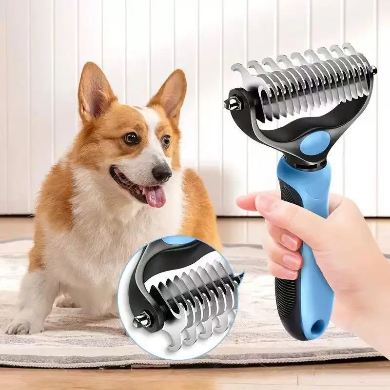 Pain-Free Dematting Undercoat Rake for Pets, Double-Sided Shedding Brush, Effective Tangles Remover Tool for Dogs & Cat Comb , Reduces Loose Hair & Mats Easily Summervibers