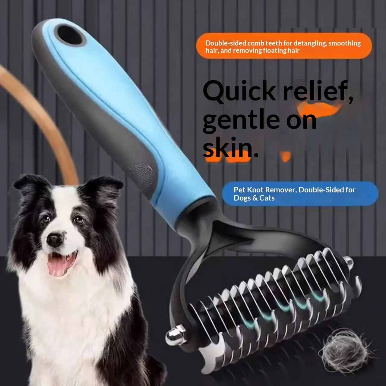 Pain-Free Dematting Undercoat Rake for Pets, Double-Sided Shedding Brush, Effective Tangles Remover Tool for Dogs & Cat Comb , Reduces Loose Hair & Mats Easily Summervibers