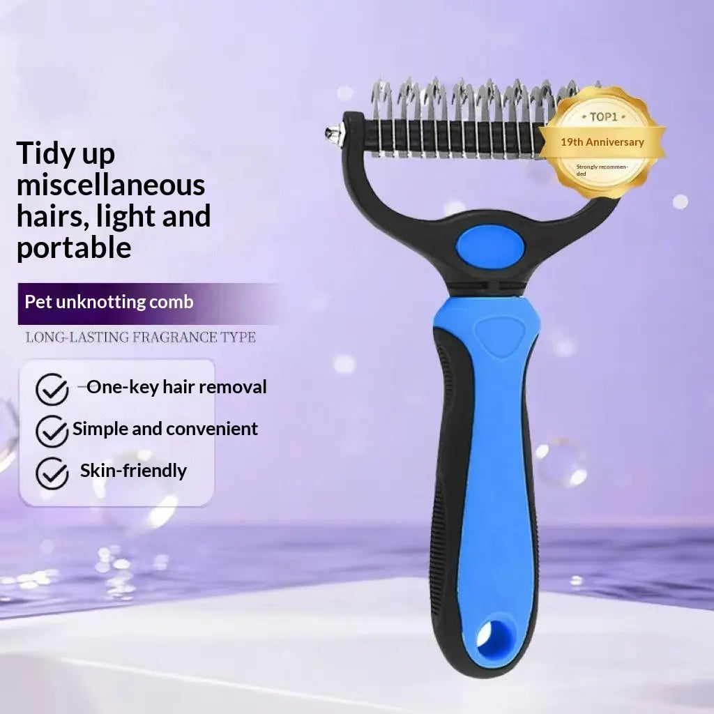 Pain-Free Dematting Undercoat Rake for Pets, Double-Sided Shedding Brush, Effective Tangles Remover Tool for Dogs & Cat Comb , Reduces Loose Hair & Mats Easily Summervibers