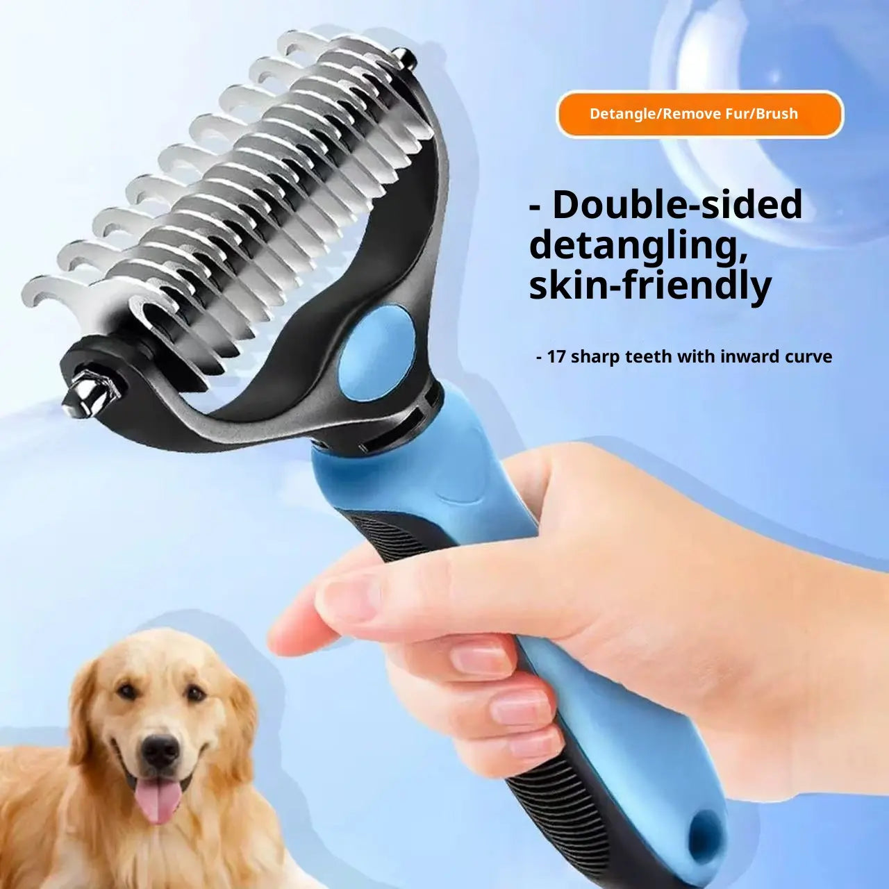 Pain-Free Dematting Undercoat Rake for Pets, Double-Sided Shedding Brush, Effective Tangles Remover Tool for Dogs & Cat Comb , Reduces Loose Hair & Mats Easily Summervibers
