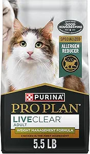 Liveclear Cat Food Weight Management and Cat Allergen Reducer Chicken and Rice Formula - 5.5 Lb. Bag