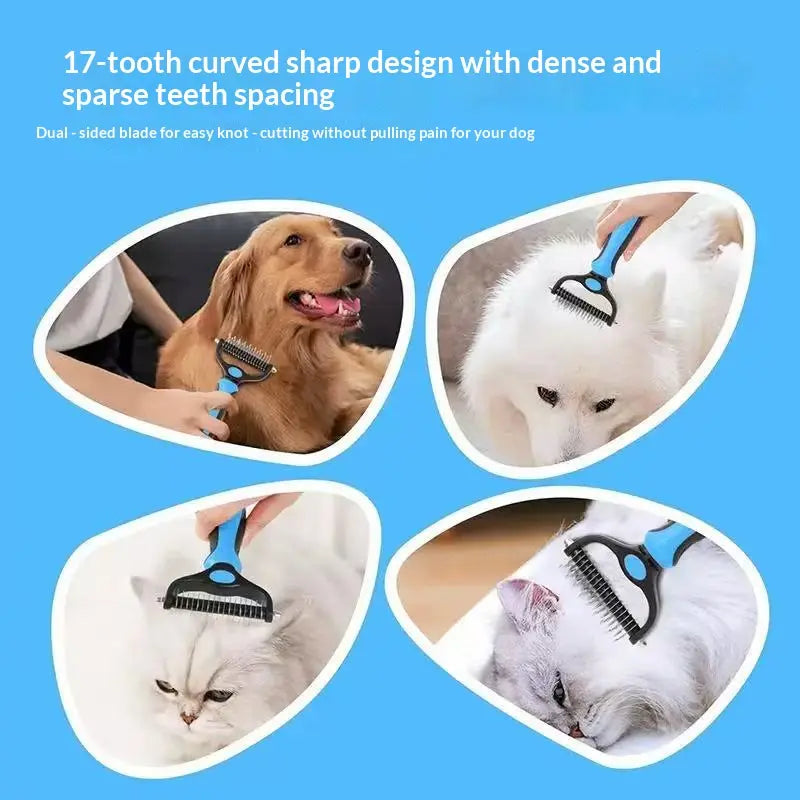 Pain-Free Dematting Undercoat Rake for Pets, Double-Sided Shedding Brush, Effective Tangles Remover Tool for Dogs & Cat Comb , Reduces Loose Hair & Mats Easily Summervibers